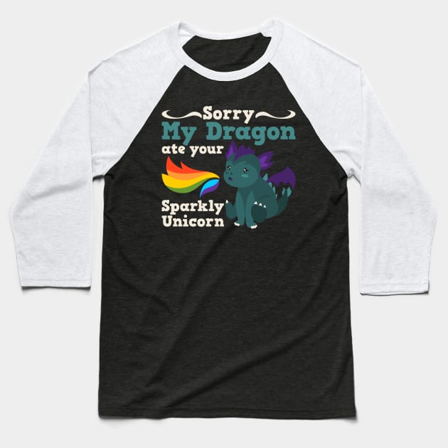 Sparkly Unicorn Dragon Shirt Baseball T-Shirt by biNutz